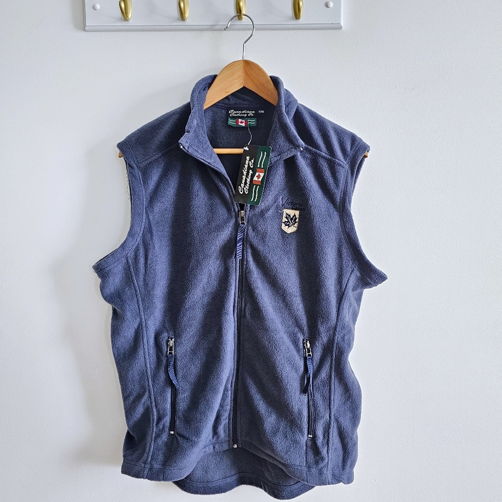 Canadiana Clothing Co. Equestrian Men’s Zip Fleece Vest Navy Size Medium Unisex